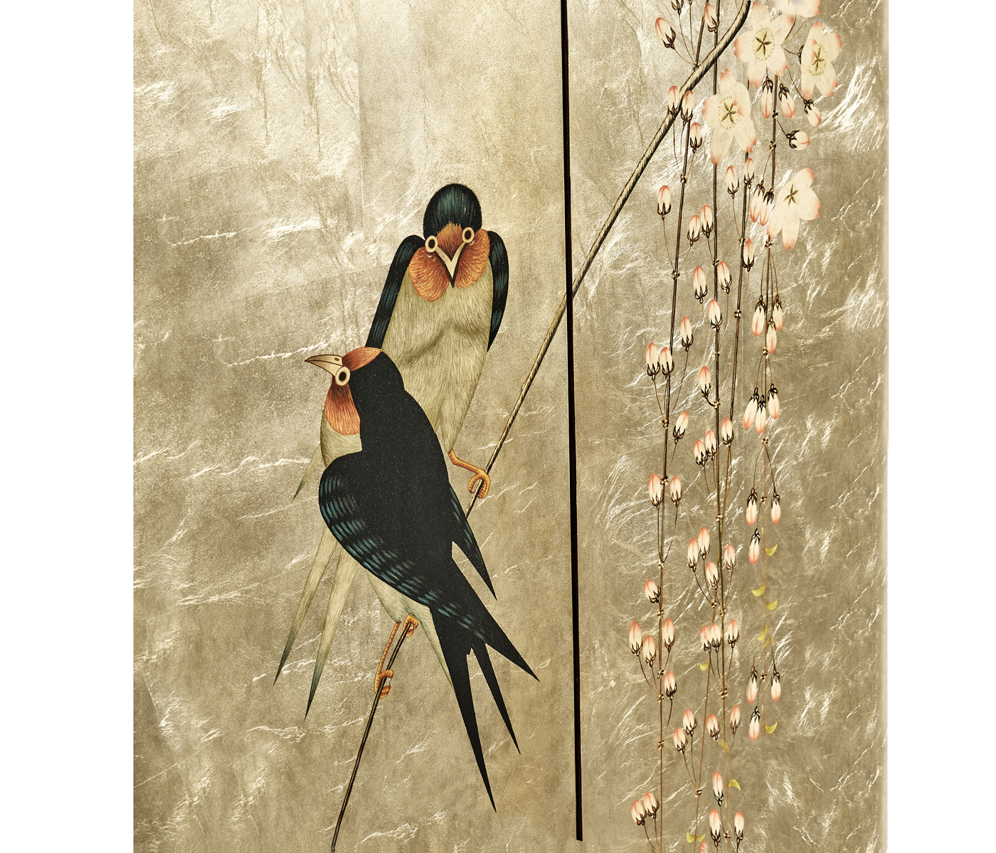 Handpainted on Light Gold Foil Drinks Cabinet