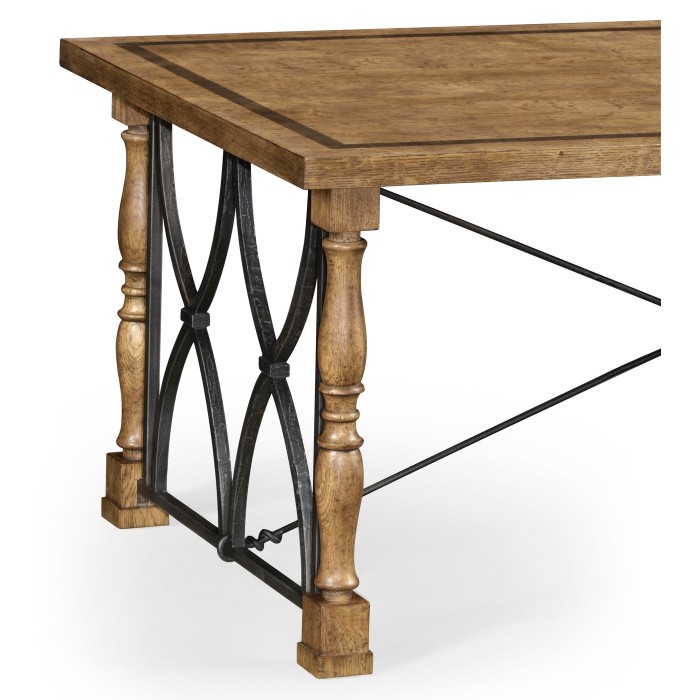 Small English Brown Oak & Iron Coffee Table