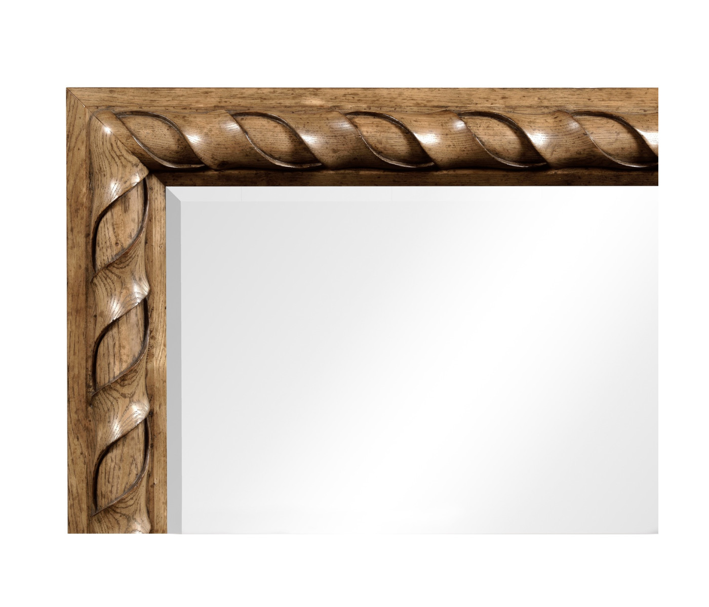 Large Rectangular English Brown Oak Hanging Mirror