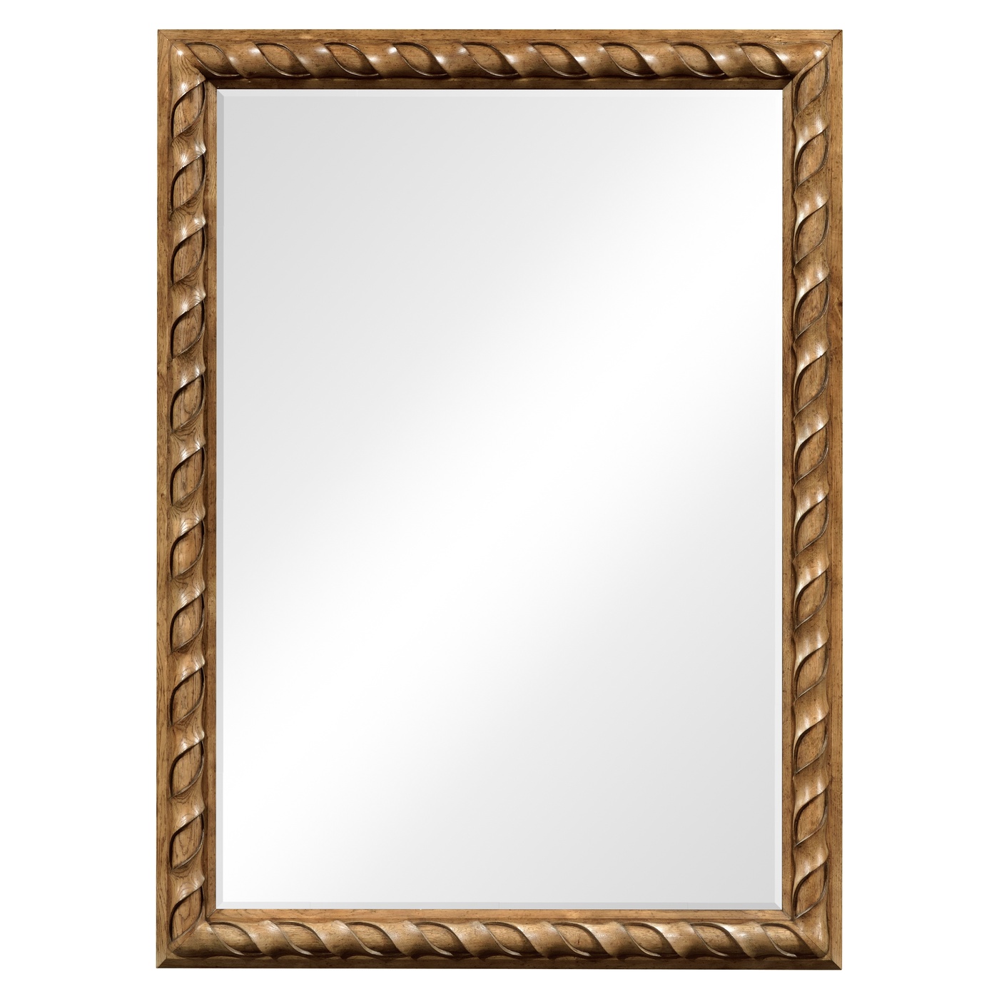 Large Rectangular English Brown Oak Hanging Mirror