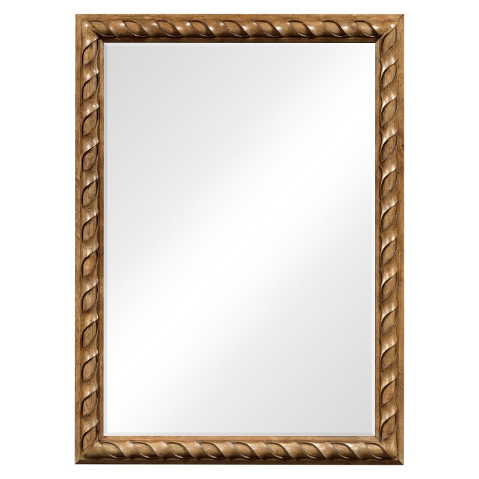 Large Rectangular English Brown Oak Hanging Mirror