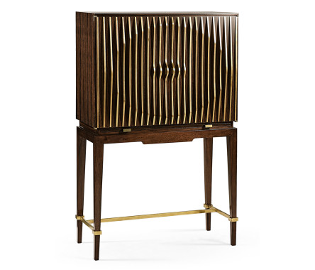 Ebony & Ribbed Antique Satin Brass Drinks Cabinet