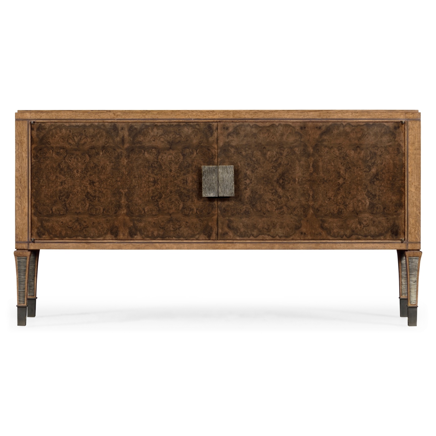 Large Rectangular English Brown Oak & Dark Brown Burl Walnut Buffet