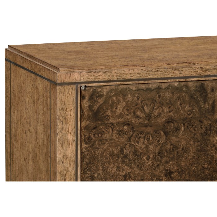 Large Rectangular English Brown Oak & Dark Brown Burl Walnut Buffet