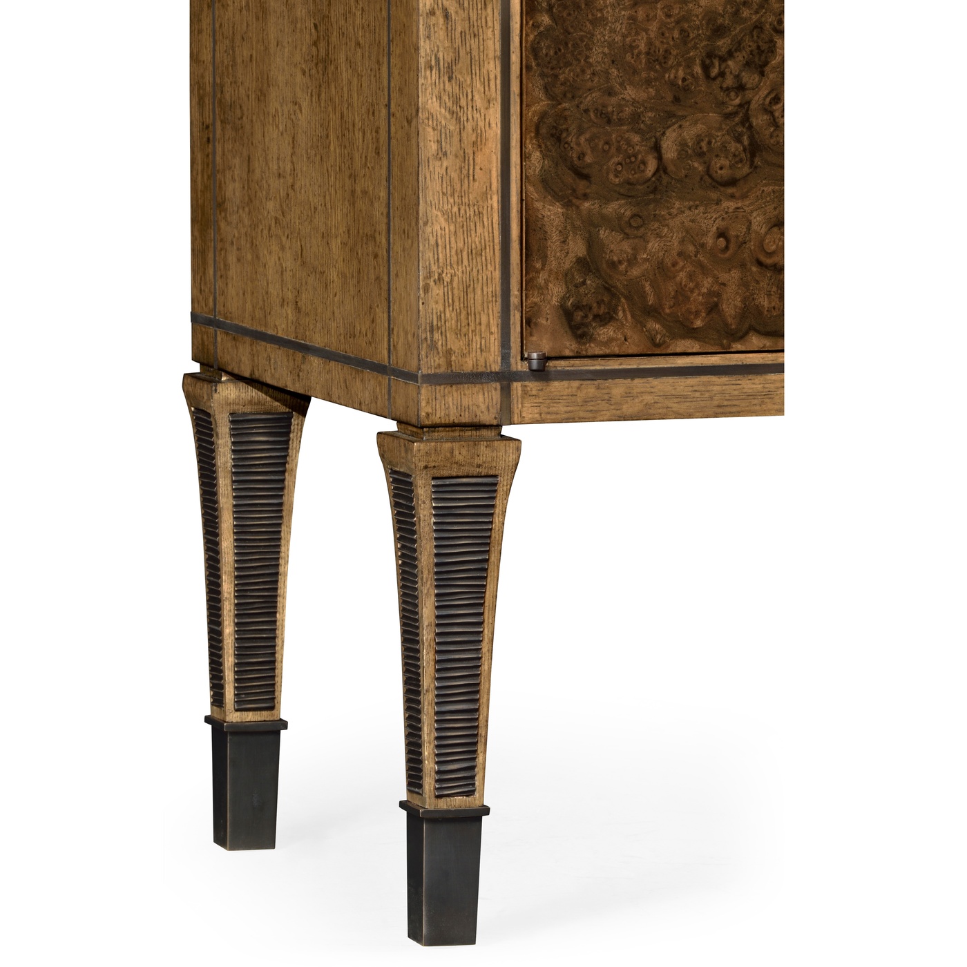 Large Rectangular English Brown Oak & Dark Brown Burl Walnut Buffet