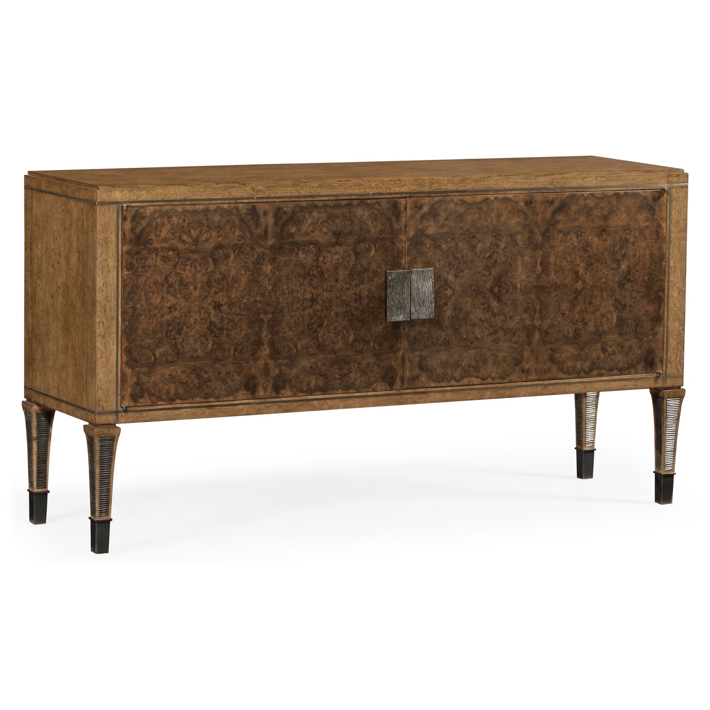 Large Rectangular English Brown Oak & Dark Brown Burl Walnut Buffet