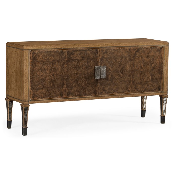 Large Rectangular English Brown Oak & Dark Brown Burl Walnut Buffet