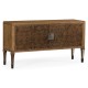 Large Rectangular English Brown Oak & Dark Brown Burl Walnut Buffet