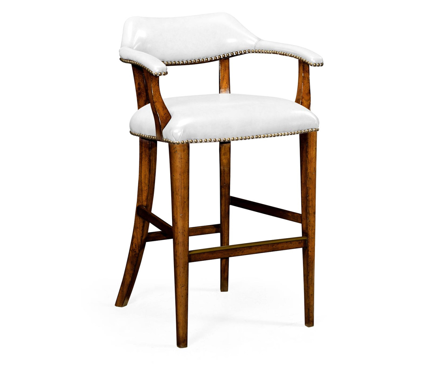 Walnut Upholstered Library Bar Stool