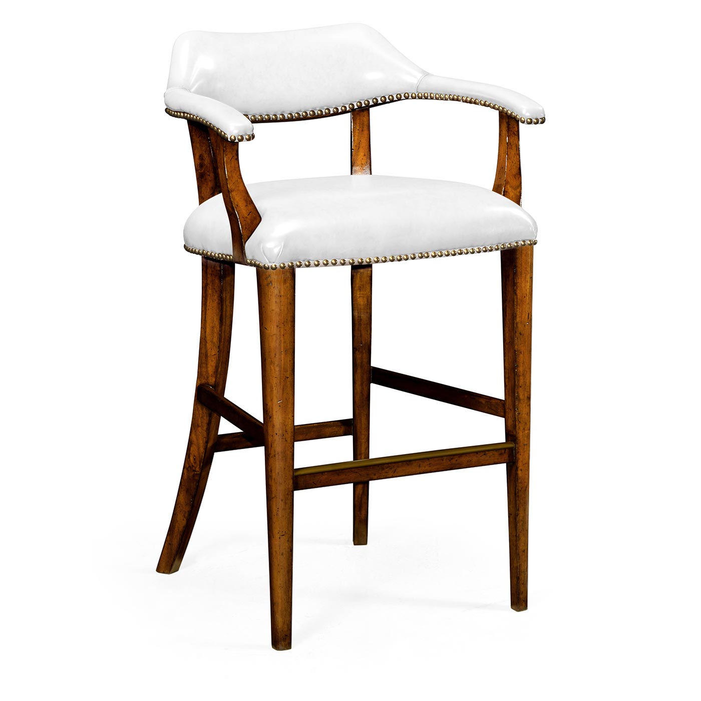 Walnut Upholstered Library Bar Stool