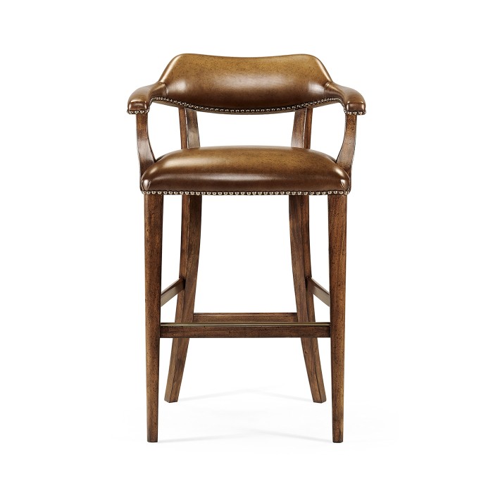 Walnut Upholstered Library Bar Stool
