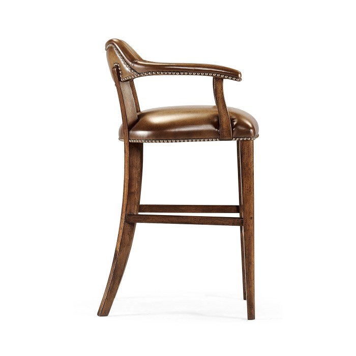Walnut Upholstered Library Bar Stool
