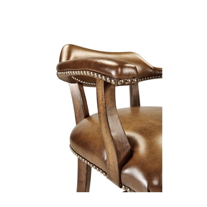 Walnut Upholstered Library Bar Stool