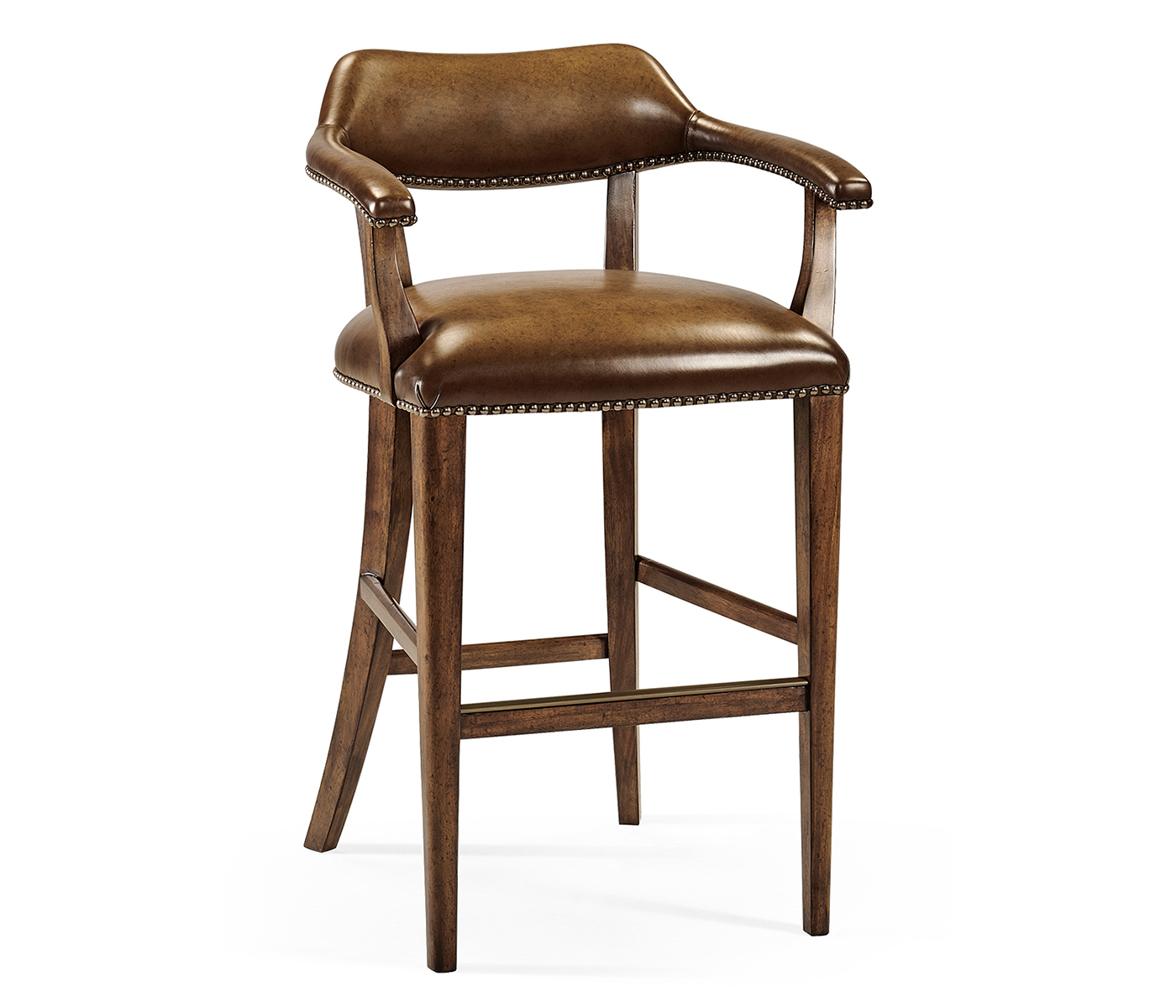 Walnut Upholstered Library Bar Stool