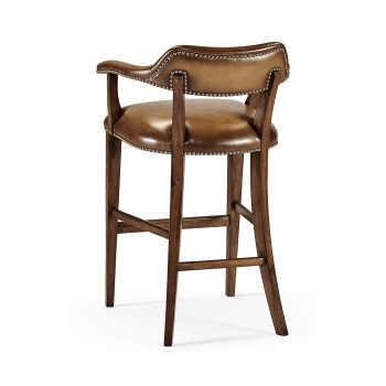 Walnut Upholstered Library Bar Stool