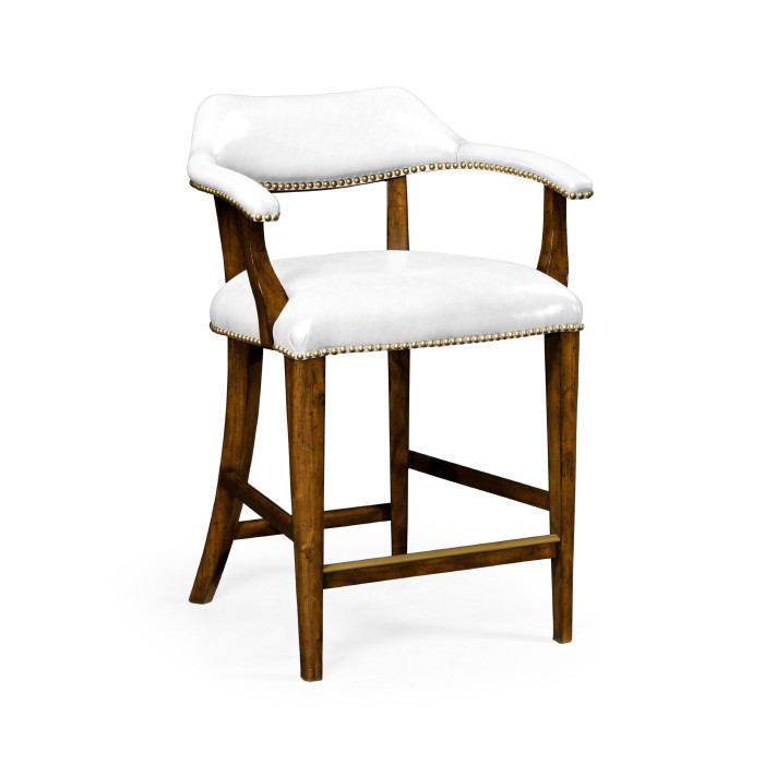 Walnut Upholstered Library Counter Stool