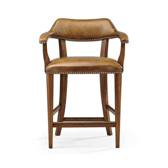 Walnut Upholstered Library Counter Stool