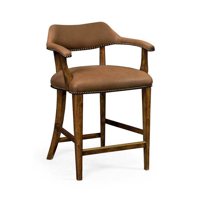 Walnut Upholstered Library Counter Stool