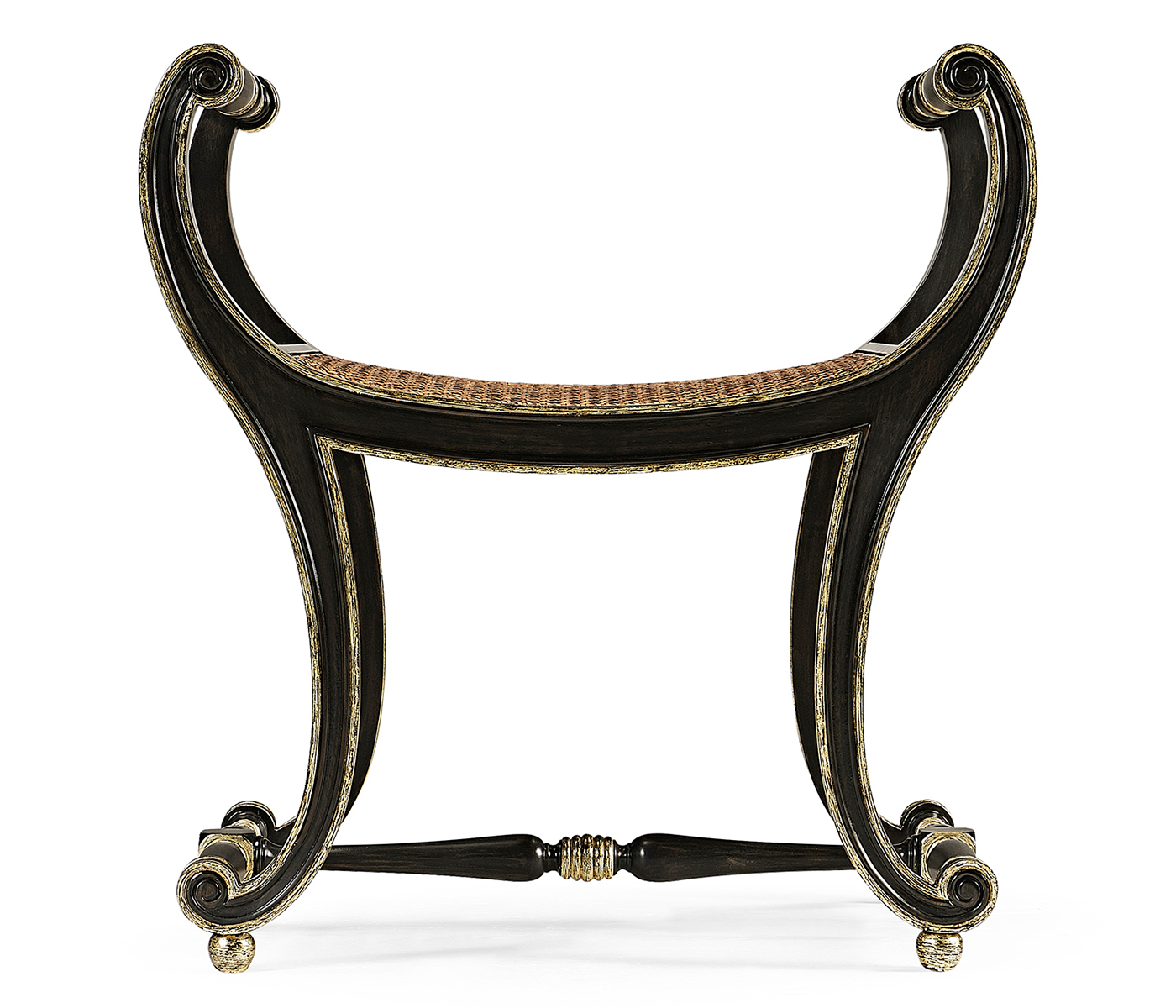 Curved Charcoal & Gilded Stool