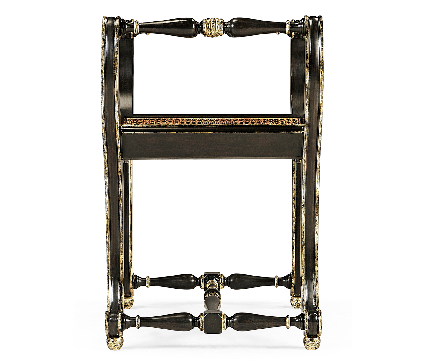 Curved Charcoal & Gilded Stool