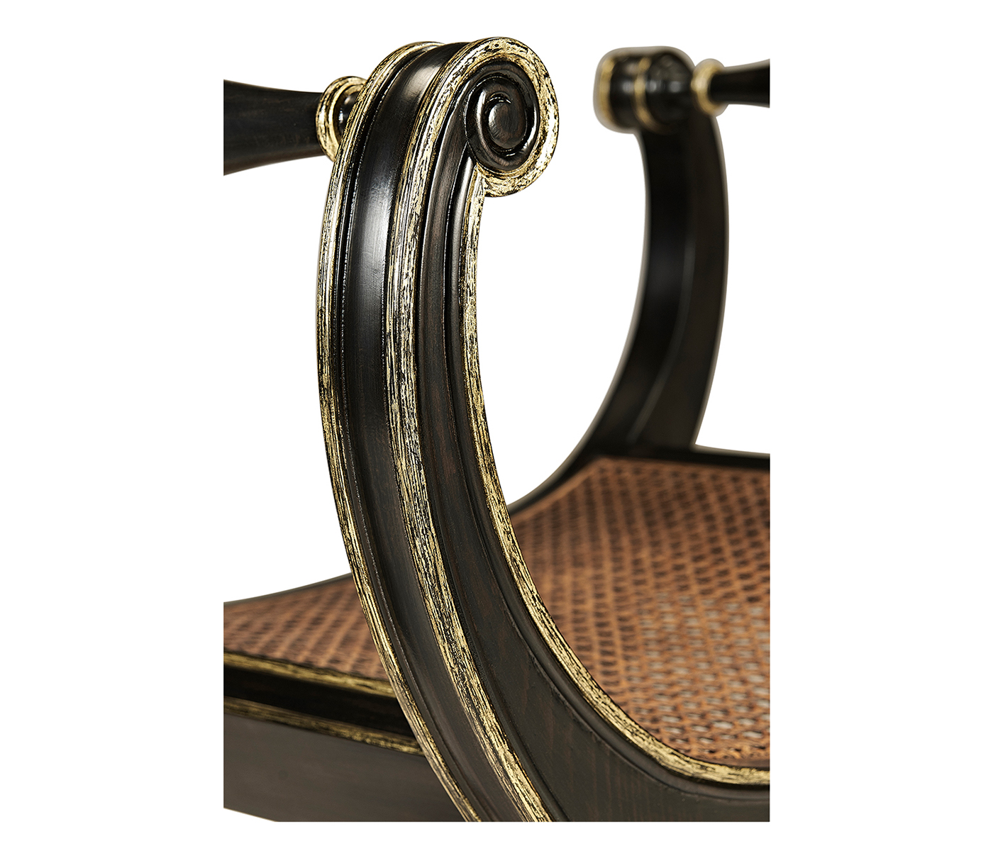 Curved Charcoal & Gilded Stool