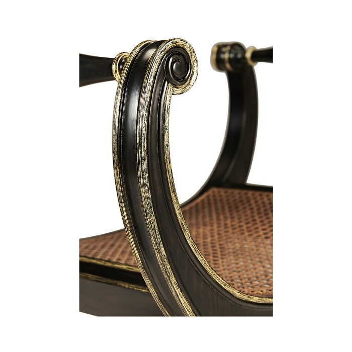 Curved Charcoal & Gilded Stool