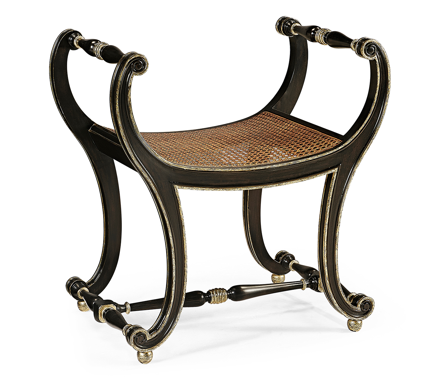 Curved Charcoal & Gilded Stool