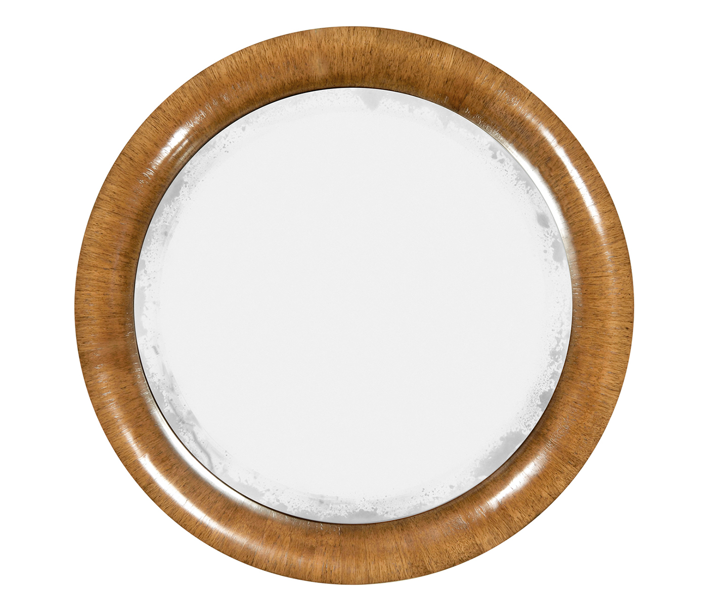 Round Charcoal & Walnut End Table with Antique Mirror Top