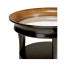 Round Charcoal & Walnut End Table with Antique Mirror Top