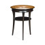 Round Charcoal & Walnut End Table with Antique Mirror Top