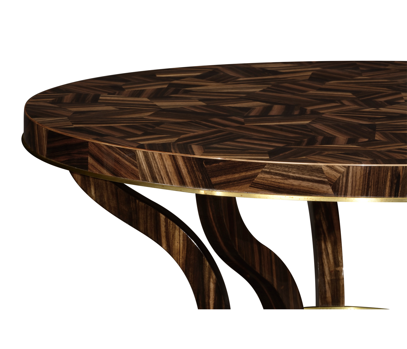 Round Natural Macassar Ebony & Brass Centre Table