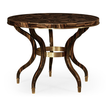 Round Natural Macassar Ebony & Brass Centre Table