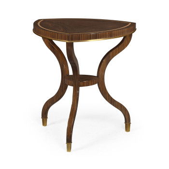 Triangular Dark Santos & Brass Side Table
