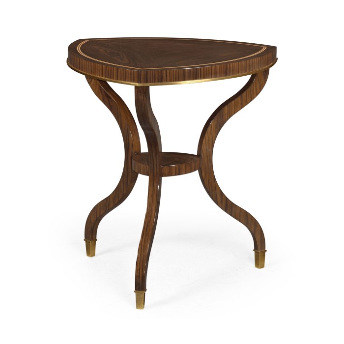 Triangular Dark Santos & Brass Side Table