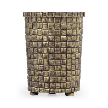 Woven Light Antique Brass Pencil Cup