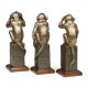 Three Antique Light Brown Brass Wise Monkeys