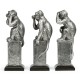 Three White Stainless Steel Wise Monkeys
