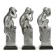 Three White Stainless Steel Wise Monkeys