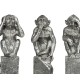 Three White Stainless Steel Wise Monkeys