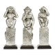 Three White Stainless Steel Wise Monkeys
