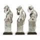 Three White Stainless Steel Wise Monkeys
