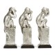 Three White Stainless Steel Wise Monkeys