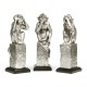 Three White Stainless Steel Wise Monkeys