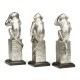 Three White Stainless Steel Wise Monkeys