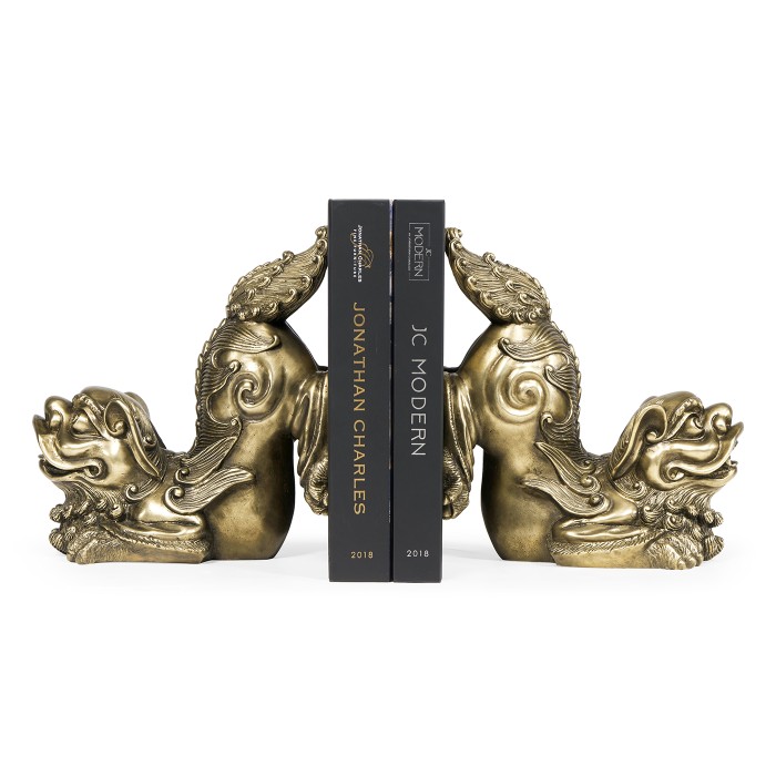 Antique Brass Foo Dog Bookends