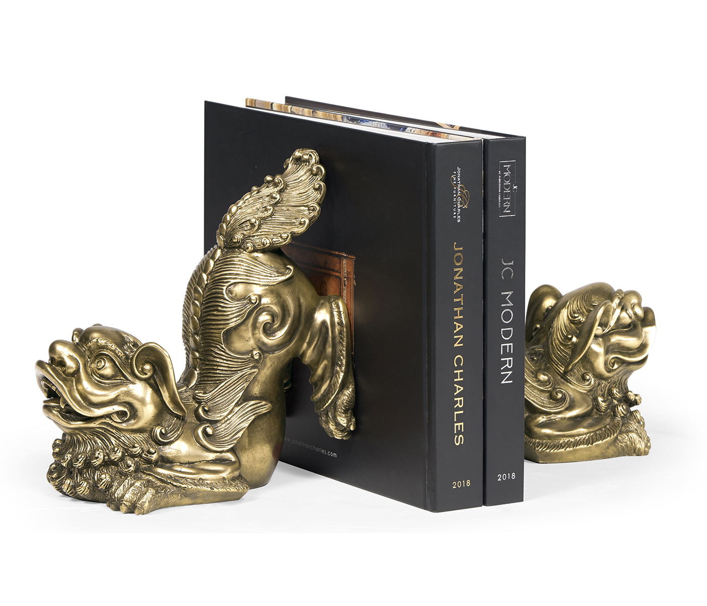 Antique Brass Foo Dog Bookends