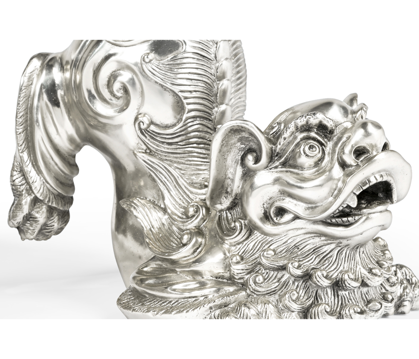 White Stainless Steel Foo Dog Bookends