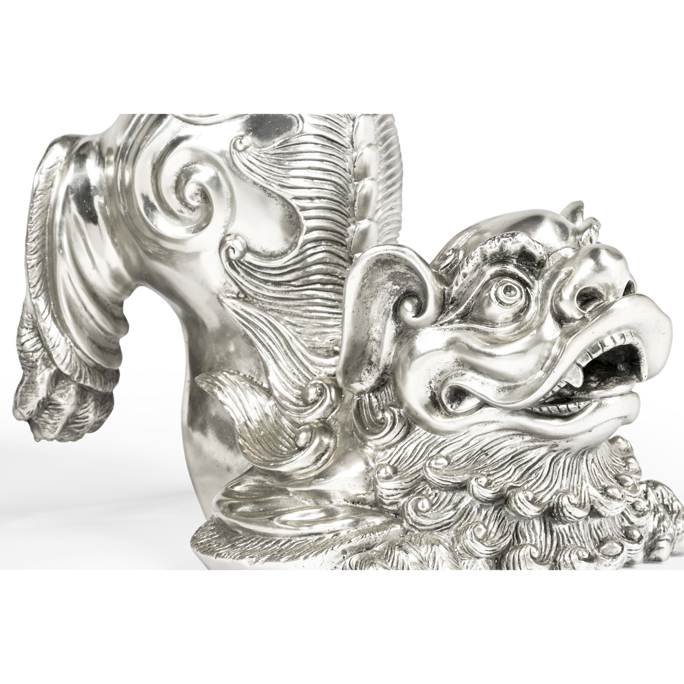 White Stainless Steel Foo Dog Bookends