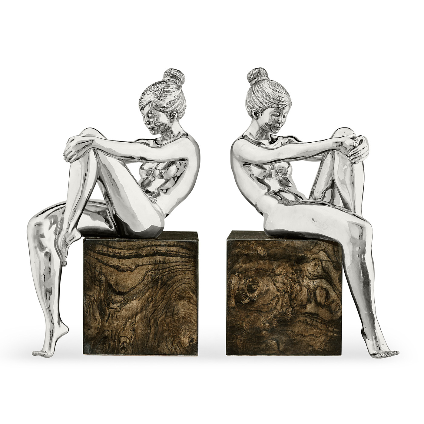 Set of Antique Stainless Steel Nude Girl Bookeds