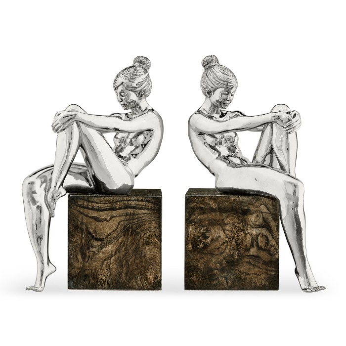 Set of Antique Stainless Steel Nude Girl Bookeds